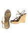 Stuart Weitzman Shoe Size Est 6.5 Gold Cork Strapy Ankle Buckle Wedges Gold / Est 6.5