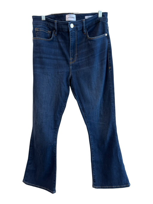 Frame Size 30 Dark Wash Cotton Blend High Waist 5 Pocket Zip Fly Bootcut Jeans Dark Wash / 30