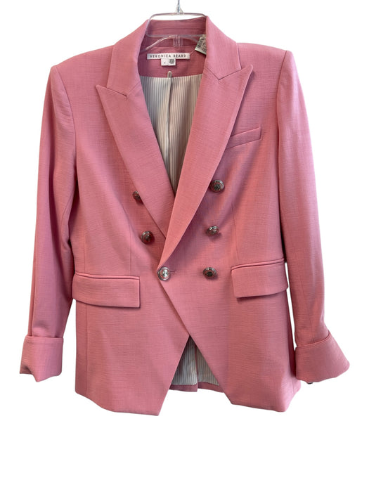 Veronica Beard Size 6 Pale Pink Viscose Blend Double Breast Pockets Blazer Pale Pink / 6