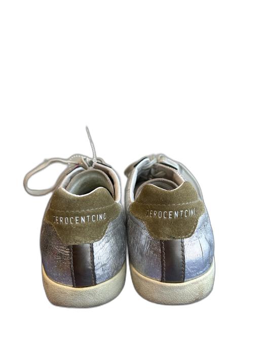 Zerocentcino Shoe Size 39 Silver & Green Leather & Suede Low Top lace up Shoes Silver & Green / 39