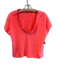 Pilcro Size Medium coral Cotton V Neck Short Sleeve Mid Crop Top coral / Medium