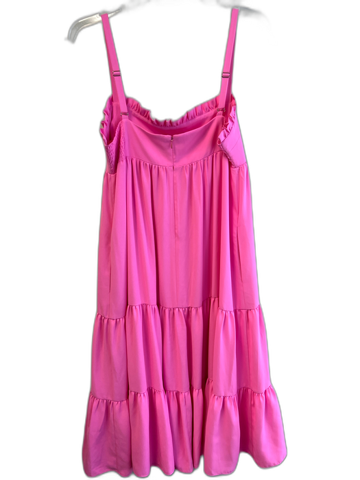 Amanda Uprichard Size Large Bubblegum Pink Polyester Back Zip Tiered Dress Bubblegum Pink / Large