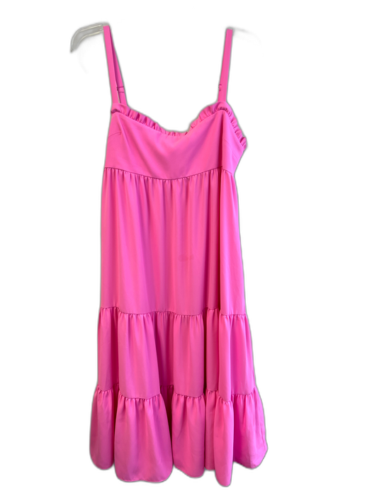 Amanda Uprichard Size Large Bubblegum Pink Polyester Back Zip Tiered Dress Bubblegum Pink / Large