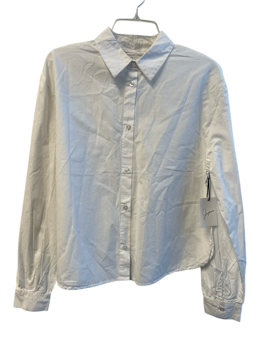 Japna Size Medium White Cotton Long Sleeve Button Down Collared Top White / Medium
