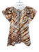 Marie Oliver Size Small Cream, Peach & Brown Cotton Tye Dye Round Split Neck Top Cream, Peach & Brown / Small
