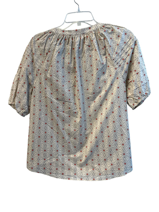 Anna Cate Size Medium Tan & Orange Cotton Lined Round Split Neck Half Sleeve Top Tan & Orange / Medium
