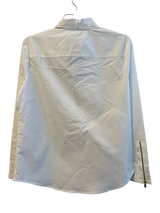 Hinson Wu Size Small White Cotton Blend Front Half Zip Ruffle Accent Top White / Small