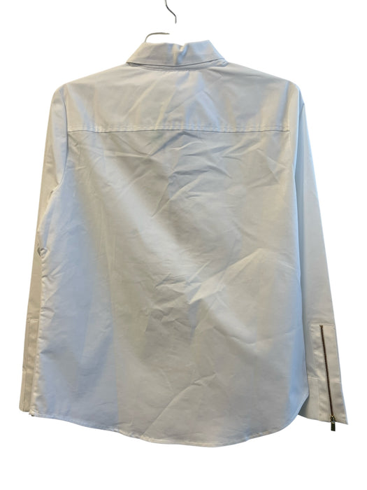 Hinson Wu Size Small White Cotton Blend Front Half Zip Ruffle Accent Top White / Small