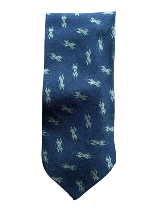 Armani Navy & Green Silk Flags Men's Ties Navy & Green