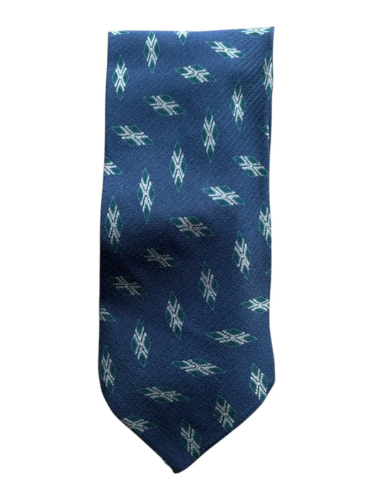 Armani Navy & Green Silk Flags Men's Ties Navy & Green