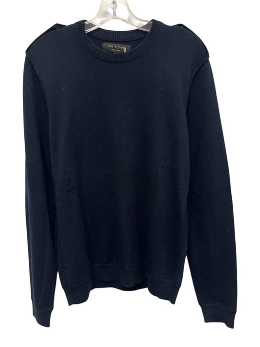 Rag & Bone NWT Size M Navy Blue Wool Blend Solid Crewneck Men's Sweater Navy Blue / M