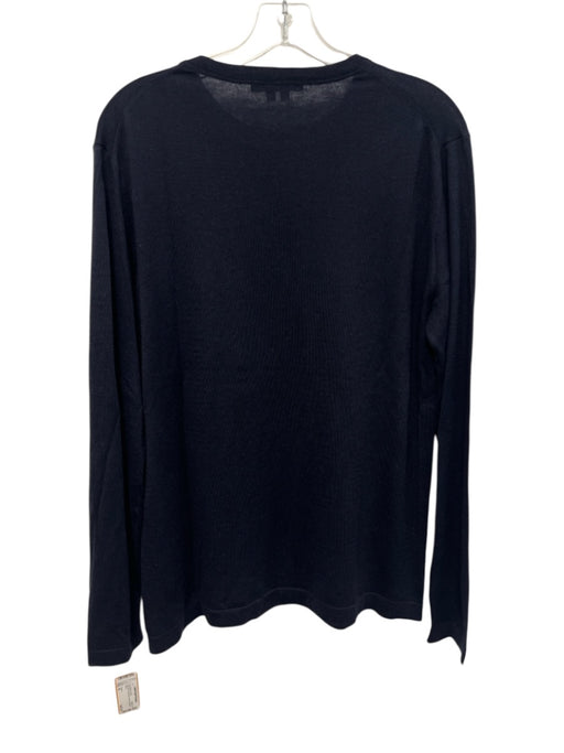 Theory Size M Navy Blue Silk Blend Solid Men's Long Sleeve Shirt Navy Blue / M