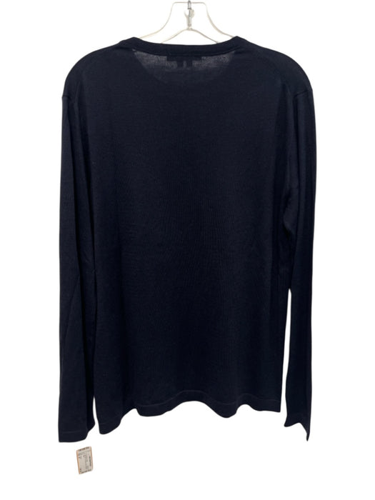 Theory Size M Navy Blue Silk Blend Solid Men's Long Sleeve Shirt Navy Blue / M
