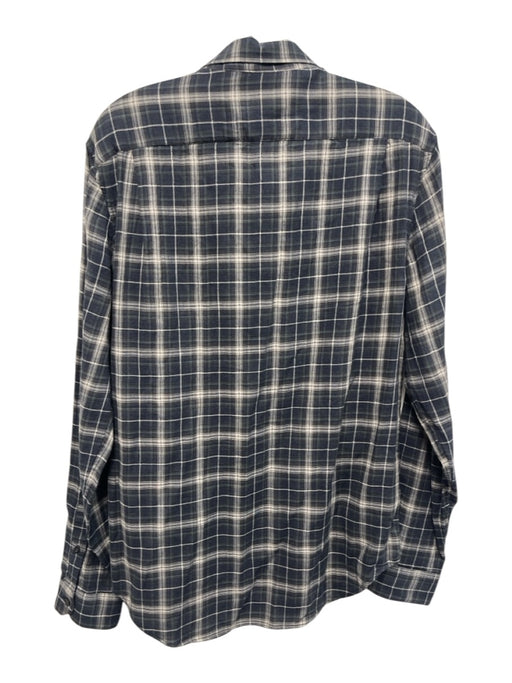 Vince NWT Size M Blue & Multi Cotton Plaid Button Down Men's Long Sleeve Shirt Blue & Multi / M