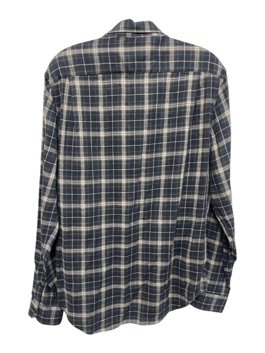 Vince NWT Size M Blue & Multi Cotton Plaid Button Down Men's Long Sleeve Shirt Blue & Multi / M