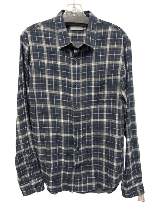 Vince NWT Size M Blue & Multi Cotton Plaid Button Down Men's Long Sleeve Shirt Blue & Multi / M