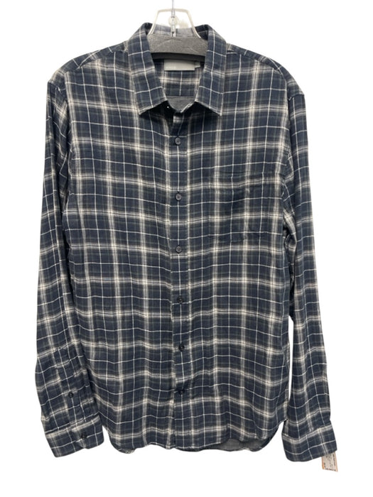 Vince NWT Size M Blue & Multi Cotton Plaid Button Down Men's Long Sleeve Shirt Blue & Multi / M