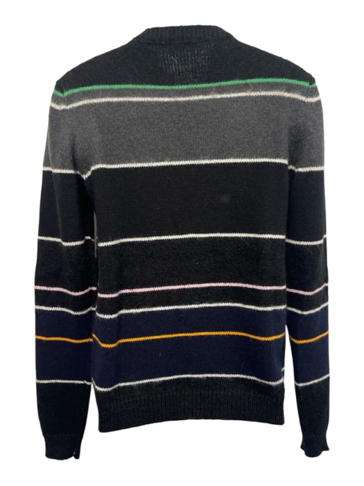 Raf Simons NWT Size M Navy & Multicolor Mohair Blend Striped Crewneck Sweater Navy & Multicolor / M