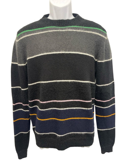 Raf Simons NWT Size M Navy & Multicolor Mohair Blend Striped Crewneck Sweater Navy & Multicolor / M