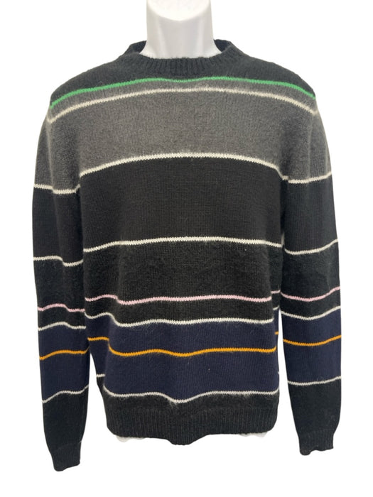 Raf Simons NWT Size M Navy & Multicolor Mohair Blend Striped Crewneck Sweater Navy & Multicolor / M