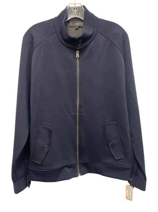 Vince NWT Size M Navy Blue Polyester Solid Mock Neck Zipper Men's Jacket Navy Blue / M