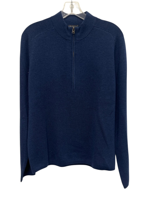 Theory NWT Size M Blue Wool Striped Quarter Zip Men's Sweater Blue / M