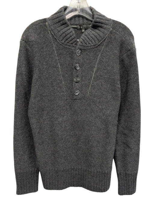 Vince Size M Gray Cashmere Blend Knit Quarter Button Men's Sweater Gray / M