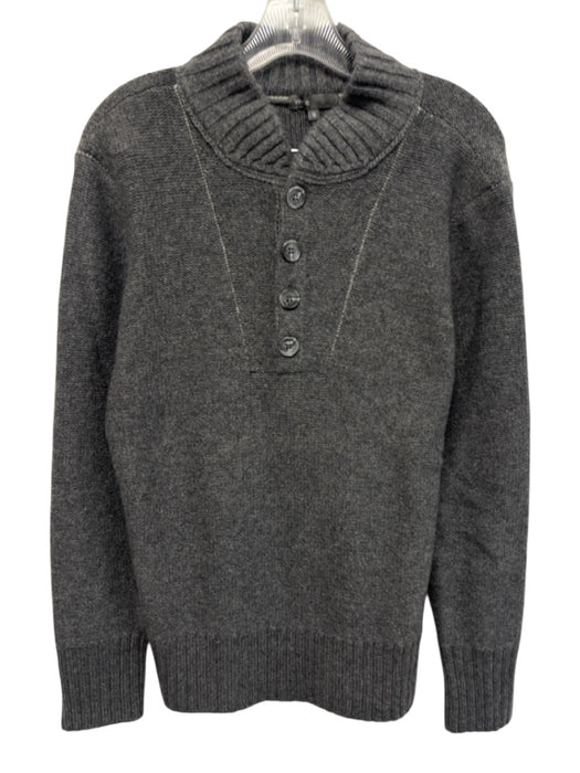 Vince Size M Gray Cashmere Blend Knit Quarter Button Men's Sweater Gray / M