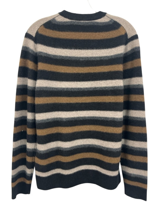 Vince Size M Black & Multi Cashmere Striped Crewneck Men's Sweater Black & Multi / M