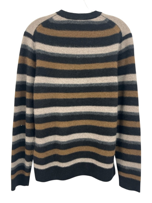 Vince Size M Black & Multi Cashmere Striped Crewneck Men's Sweater Black & Multi / M