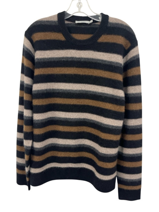 Vince Size M Black & Multi Cashmere Striped Crewneck Men's Sweater Black & Multi / M