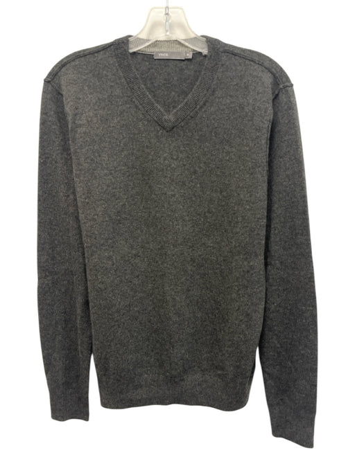 Vince Size M Gray Cashmere Solid V Neck Men's Sweater Gray / M