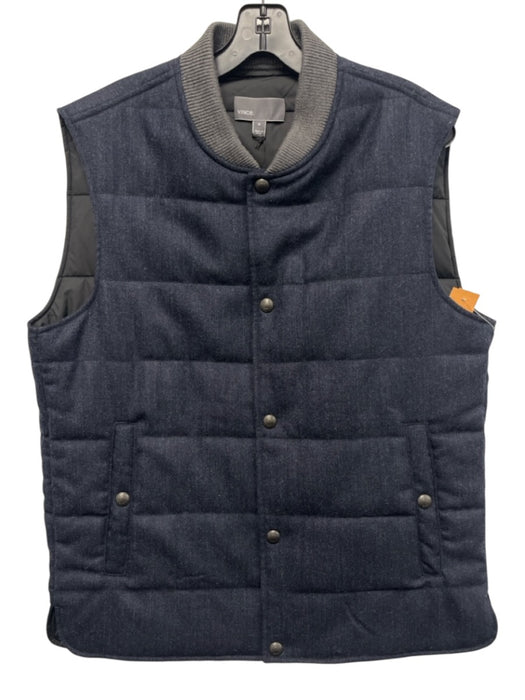 Vince NWT Size M Blue Solid Buttons Men's Vest Blue / M