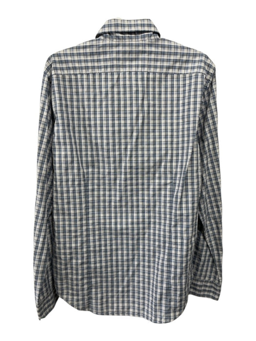 Theory NWT Size L Beige & Blue Print Cotton Plaid Button Up Long Sleeve Shirt Beige & Blue Print / L