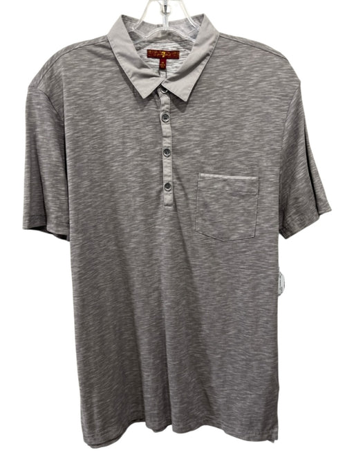 7 For All Mankind NWT Size M Gray Cotton Heathered Polo Men's Short Sleeve Gray / M