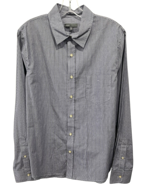 Vince Size M Blue & White Cotton Micro Plaid Button Up Men's Long Sleeve Shirt Blue & White / M