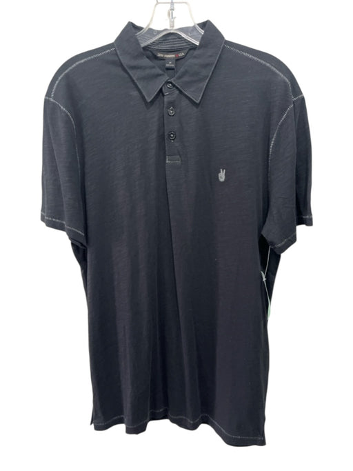 John Varvatos NWT Size M Black Cotton Blend Solid Polo Men's Short Sleeve Black / M