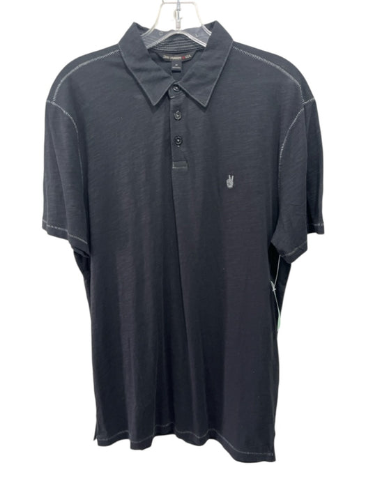 John Varvatos NWT Size M Black Cotton Blend Solid Polo Men's Short Sleeve Black / M