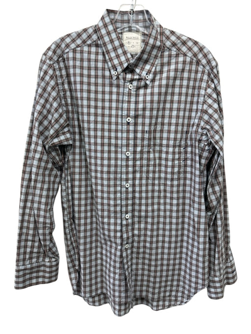 Billy Reid Size M Gray & Red Cotton Plaid Button Wrist Men's Long Sleeve Shirt Gray & Red / M