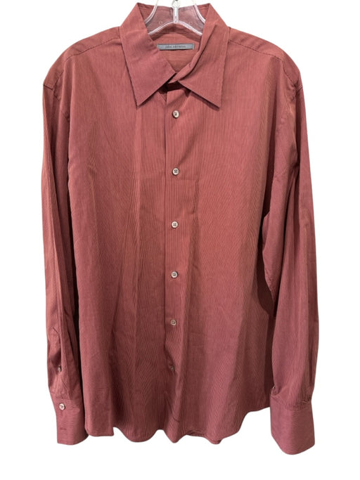 John Varvatos Size M Red & White Cotton Striped Button up Long Sleeve Shirt Red & White / M