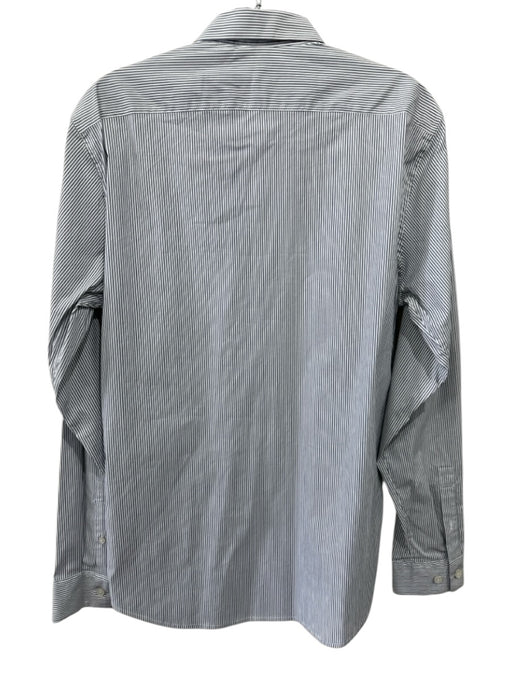 Theory NWT Size M Gray & White Cotton Striped Button Up Men's Long Sleeve Shirt Gray & White / M