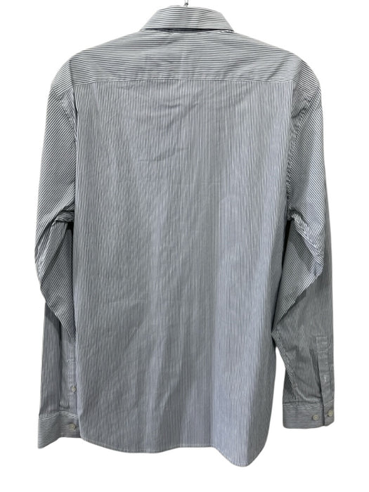 Theory NWT Size M Gray & White Cotton Striped Button Up Men's Long Sleeve Shirt Gray & White / M