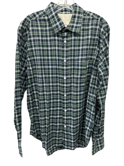Rag & Bone Size L Green & Blue Cotton Plaid Button Up Men's Long Sleeve Shirt Green & Blue / L
