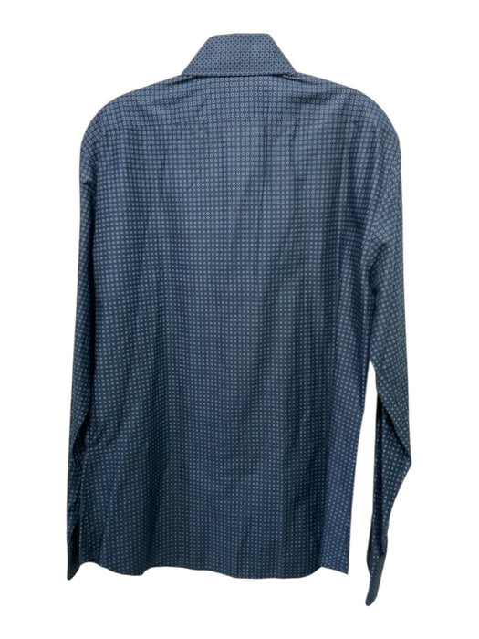 Theory NWT Size M Navy & Blue Cotton Dots Button Up Men's Long Sleeve Shirt Navy & Blue / M