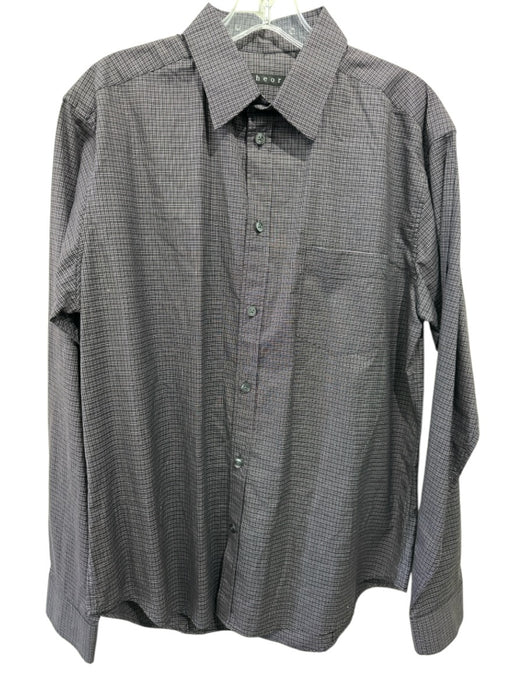 Theory Size L Purple & Gray Cotton Plaid Button Up Men's Long Sleeve Shirt Purple & Gray / L