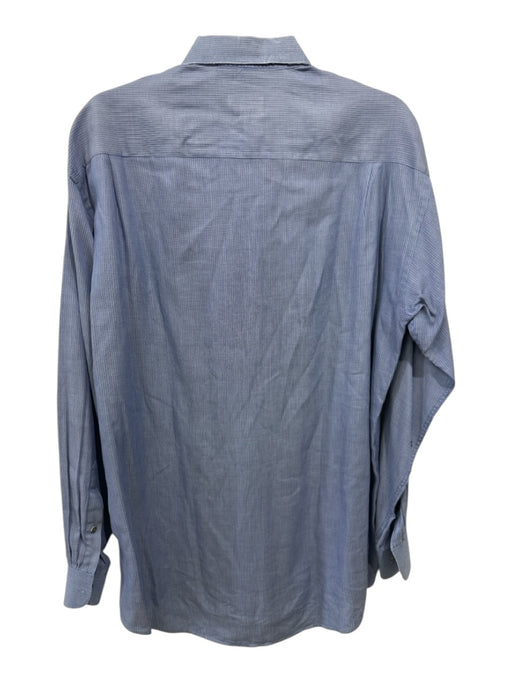 Boss Size 15.5 Blue Cotton Striped Button up Men's Long Sleeve Shirt Blue / 15.5