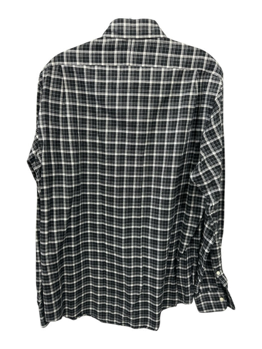 Polo Size M Black & White Cotton Blend Opal Button Up Men's Long Sleeve Shirt Black & White / M