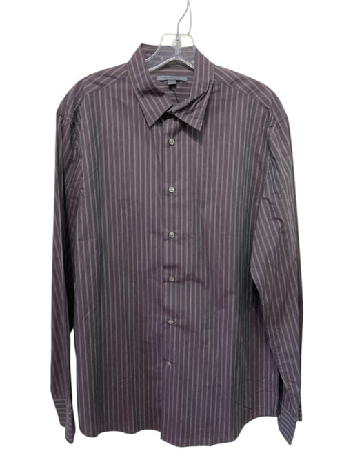 John Varvatos Size M Purple & Brown Cotton Striped Button Up Long Sleeve Shirt Purple & Brown / M