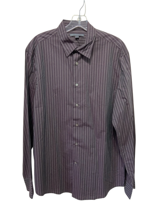 John Varvatos Size M Purple & Brown Cotton Striped Button Up Long Sleeve Shirt Purple & Brown / M