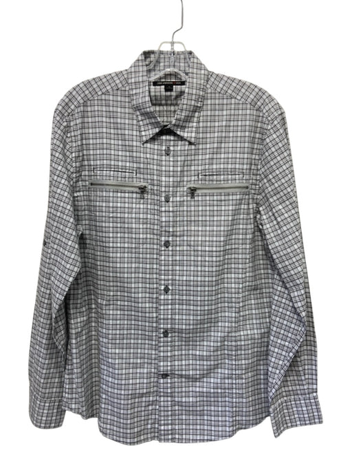 John Varvatos Size M Gray & White Cotton Blend Plaid Button up Long Sleeve Shirt Gray & White / M